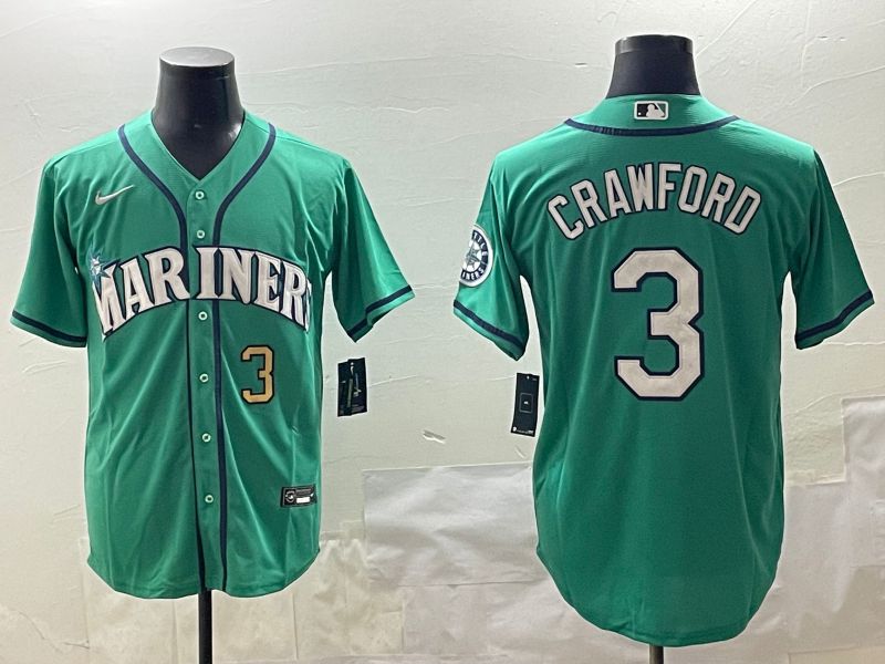Men Seattle Mariners 3 Crawford Green Game 2025 Nike MLB Jersey style 2